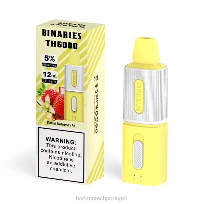 Horizontech Lisbon | HorizonTech Binaries Cabin th6000 descartável 12ml gelo de morango e baunilha 628D102